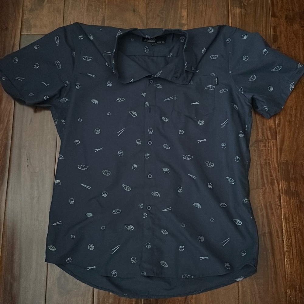Short sleeve button down sushi shirt